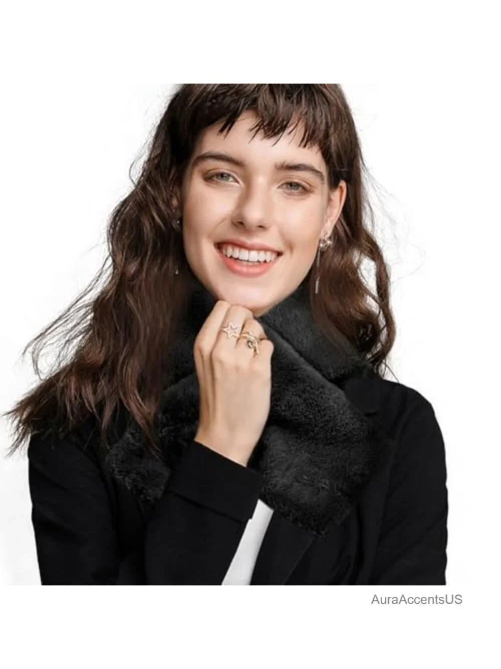 Faux Fur Collar Winter Scarf Women Neck Warmer Fluffy Scarf